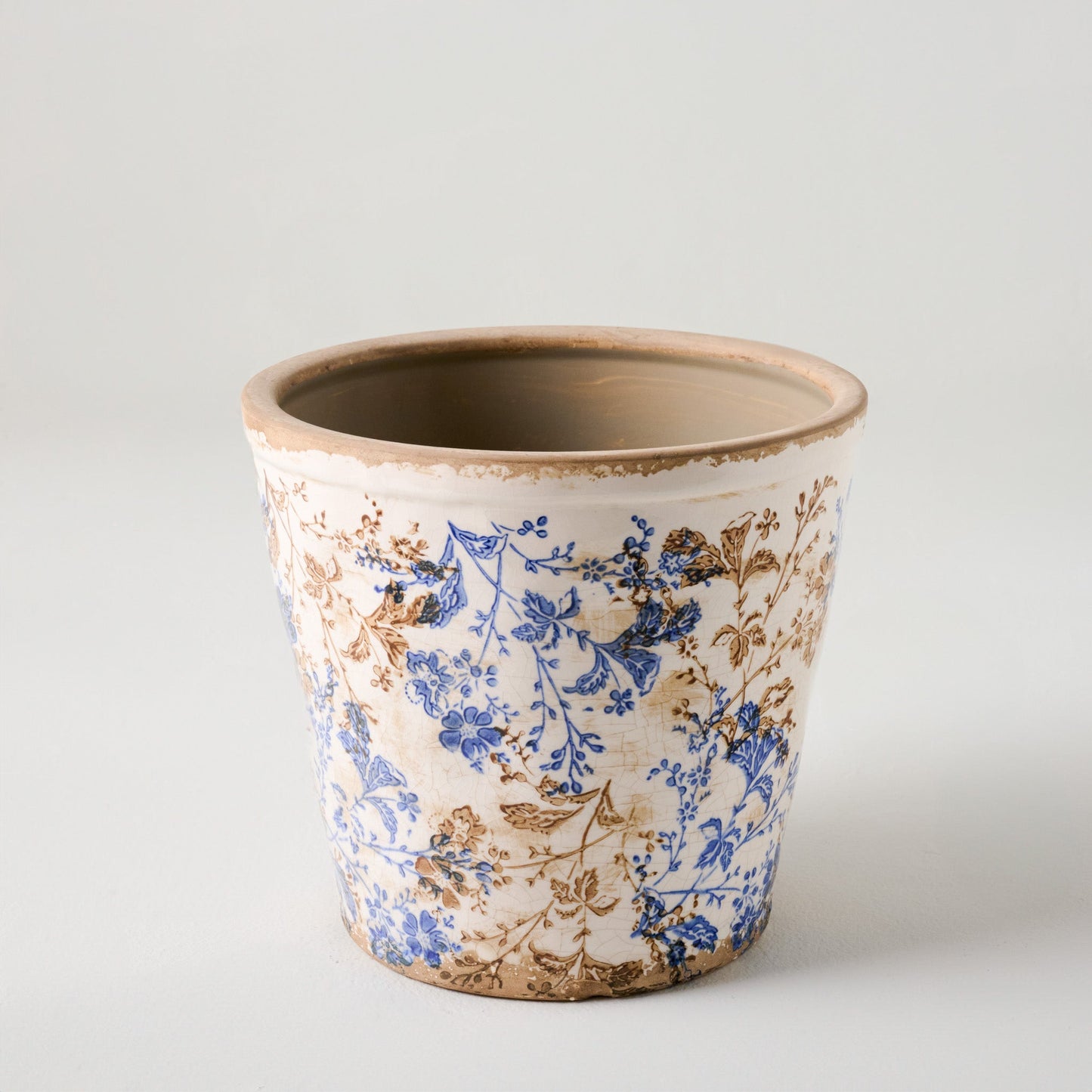 Blue and White Distressed Planter