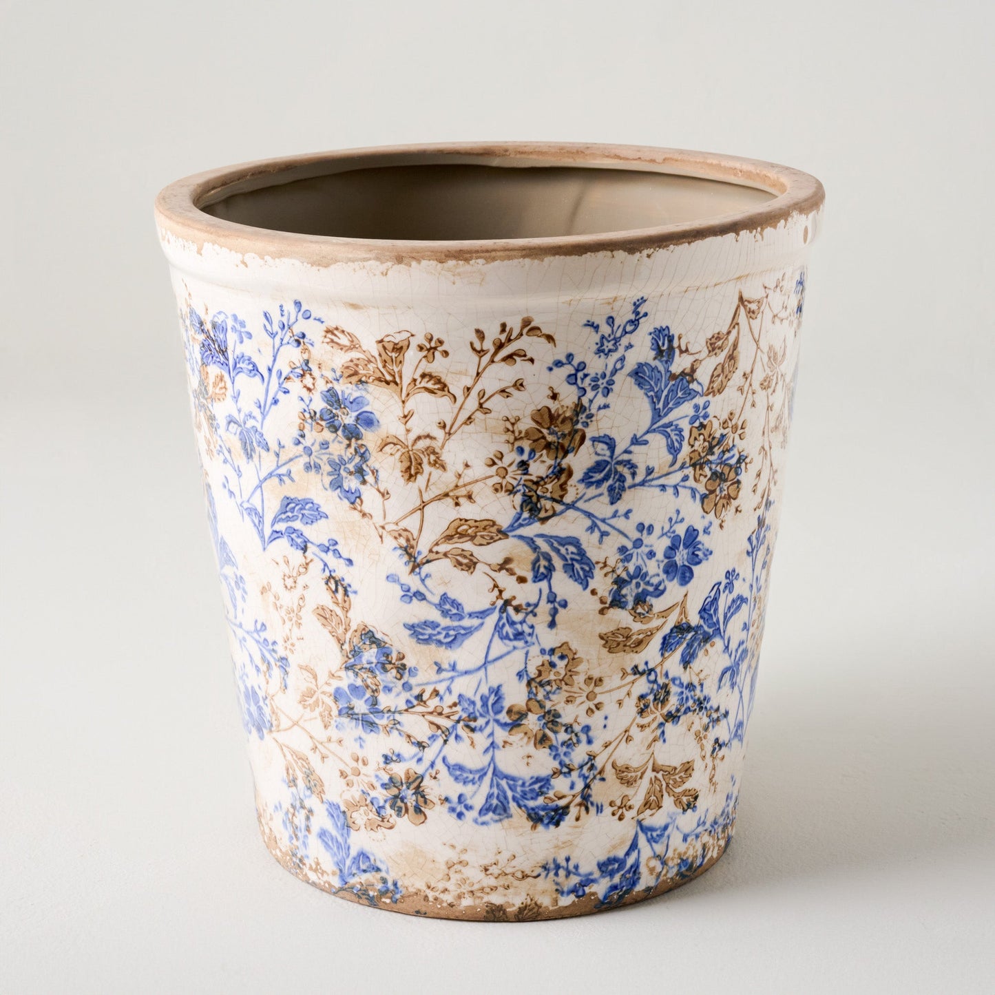 Blue and White Distressed Planter