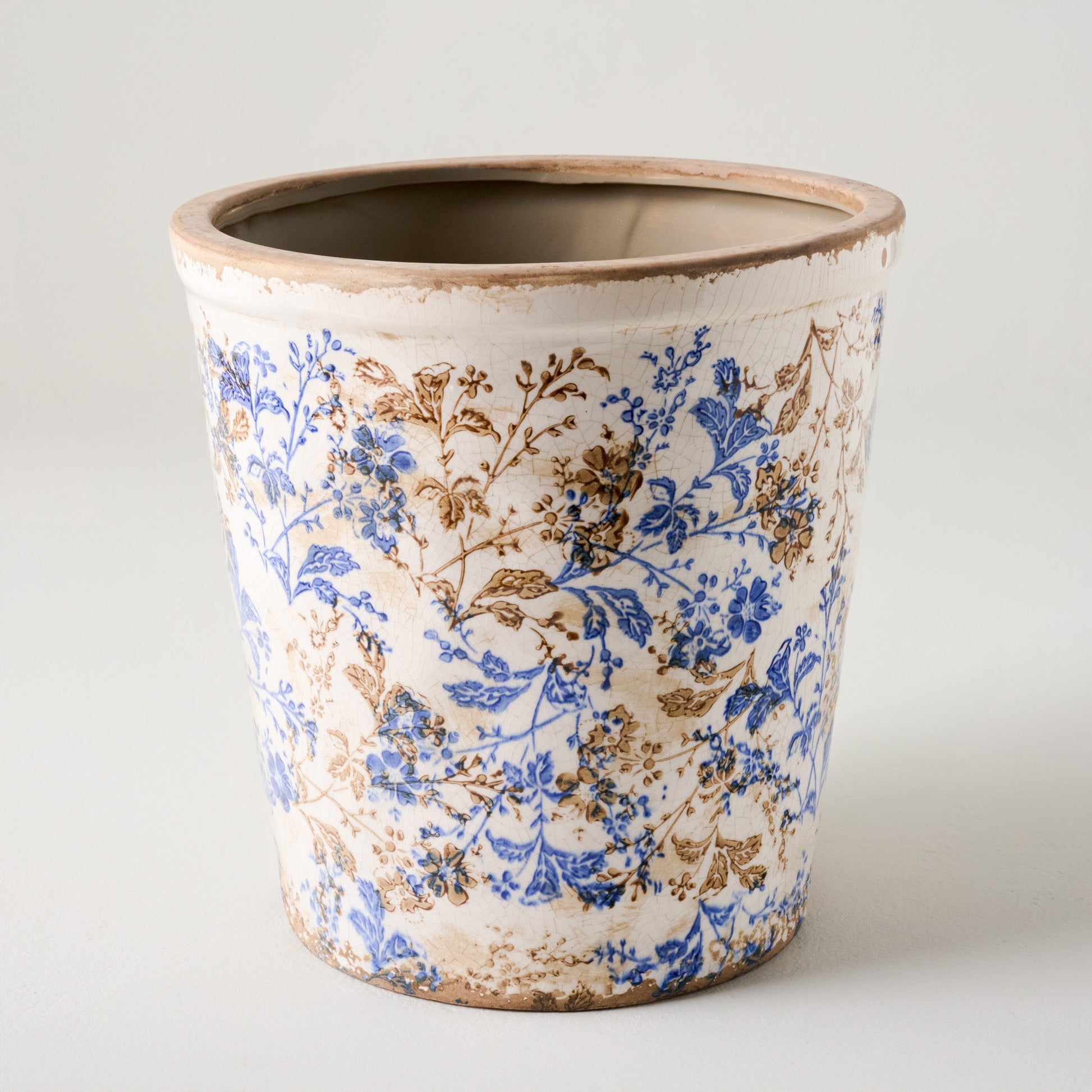 Blue and White Distressed Planter