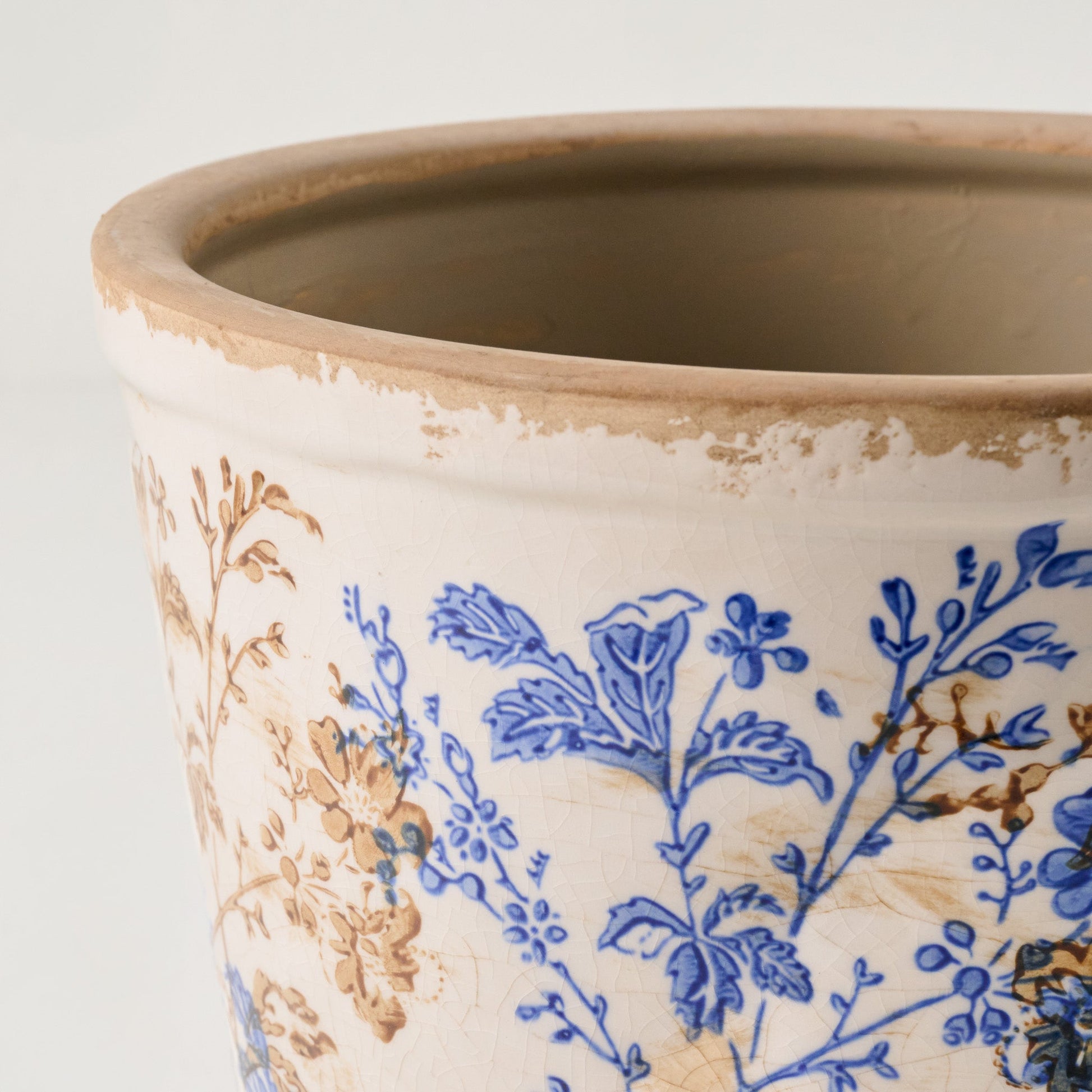 Blue and White Distressed Planter