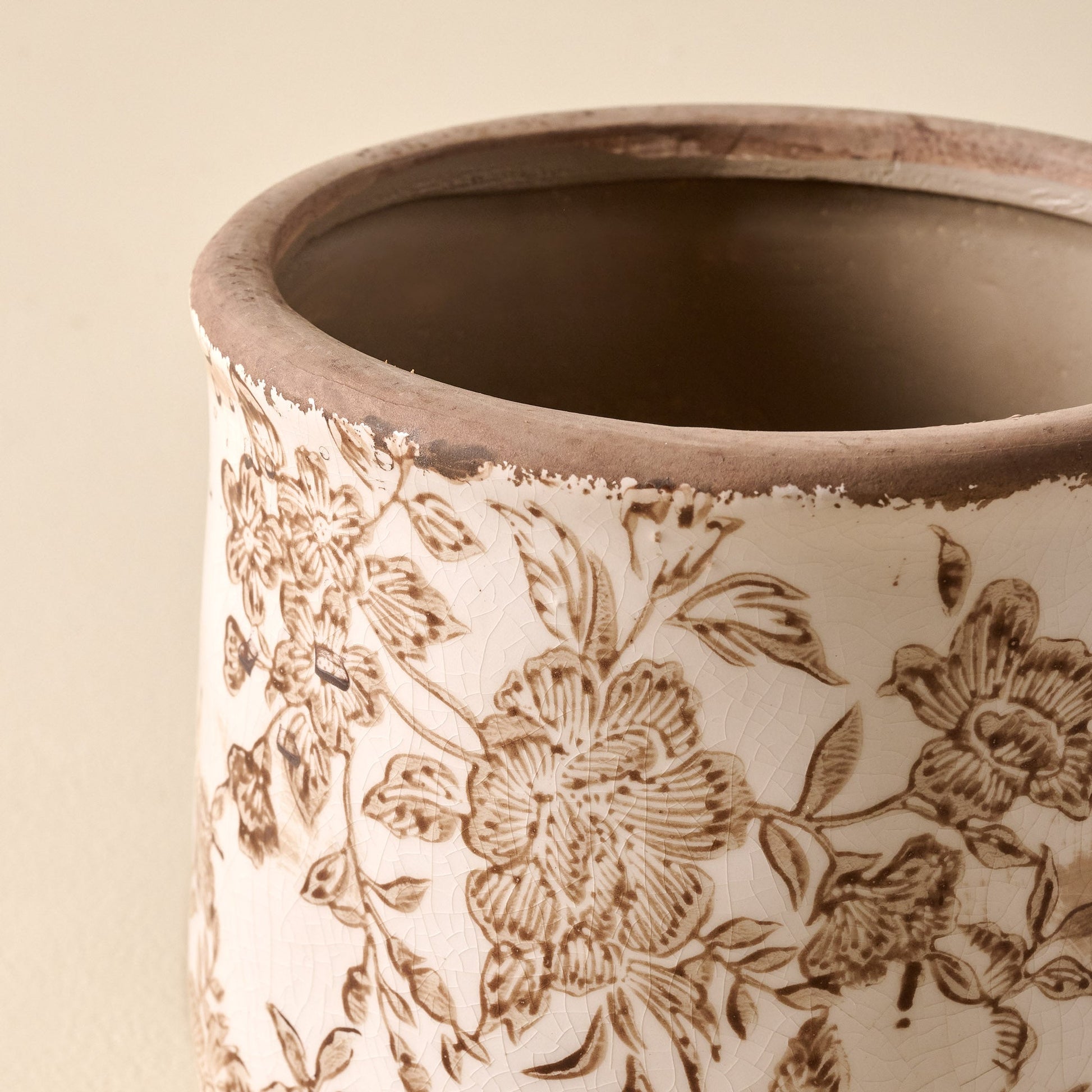 Brown and White Distressed Planter