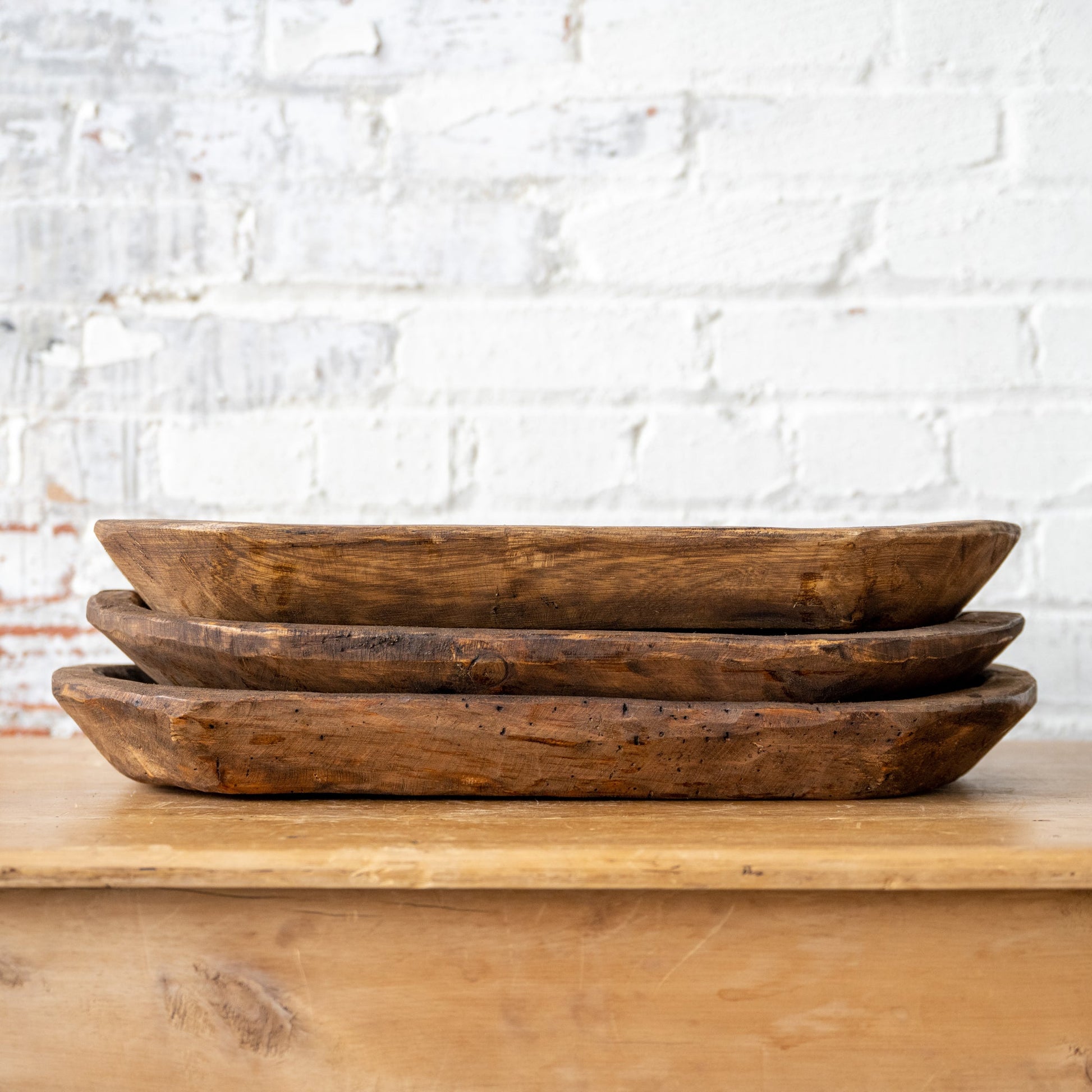 19" Found Wooden Dough Bowl