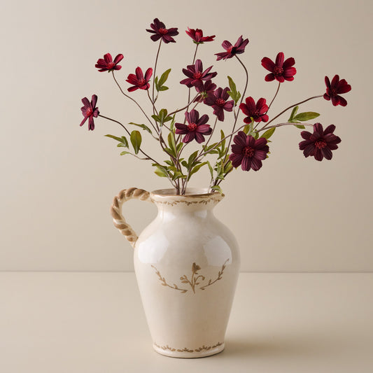 Burgundy Cosmos and Nadine Ceramic Pitcher Vase Pairing