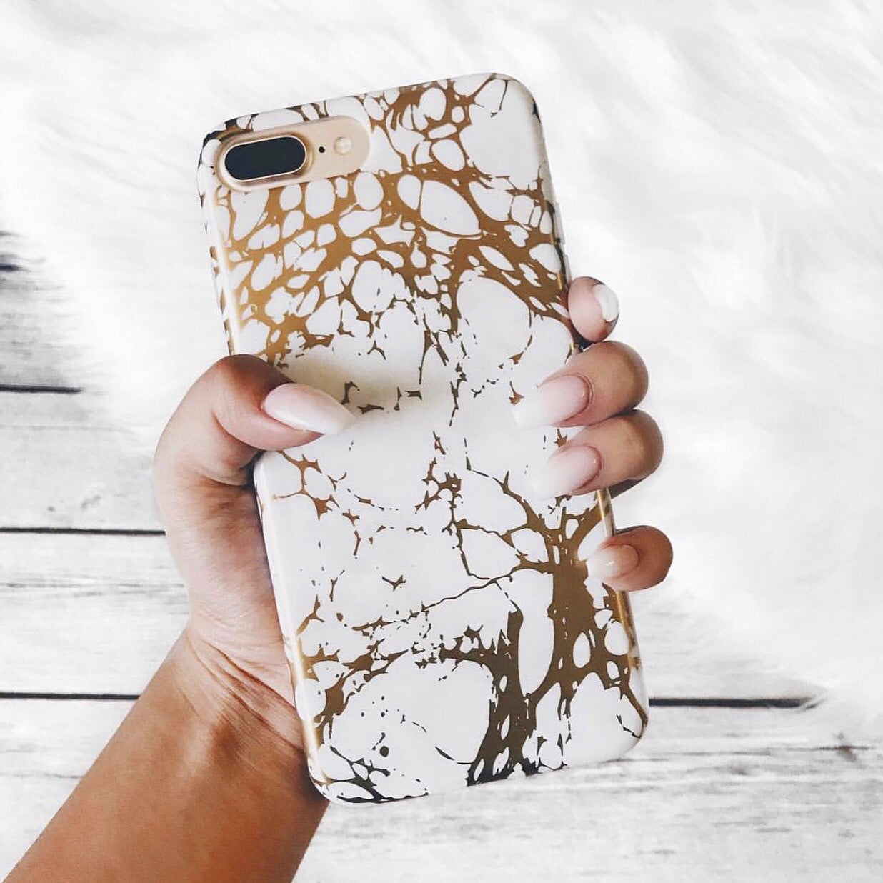 White Marble Gold Chrome iPhone Case