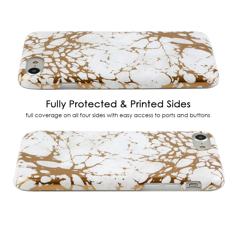 White Marble Gold Chrome iPhone Case