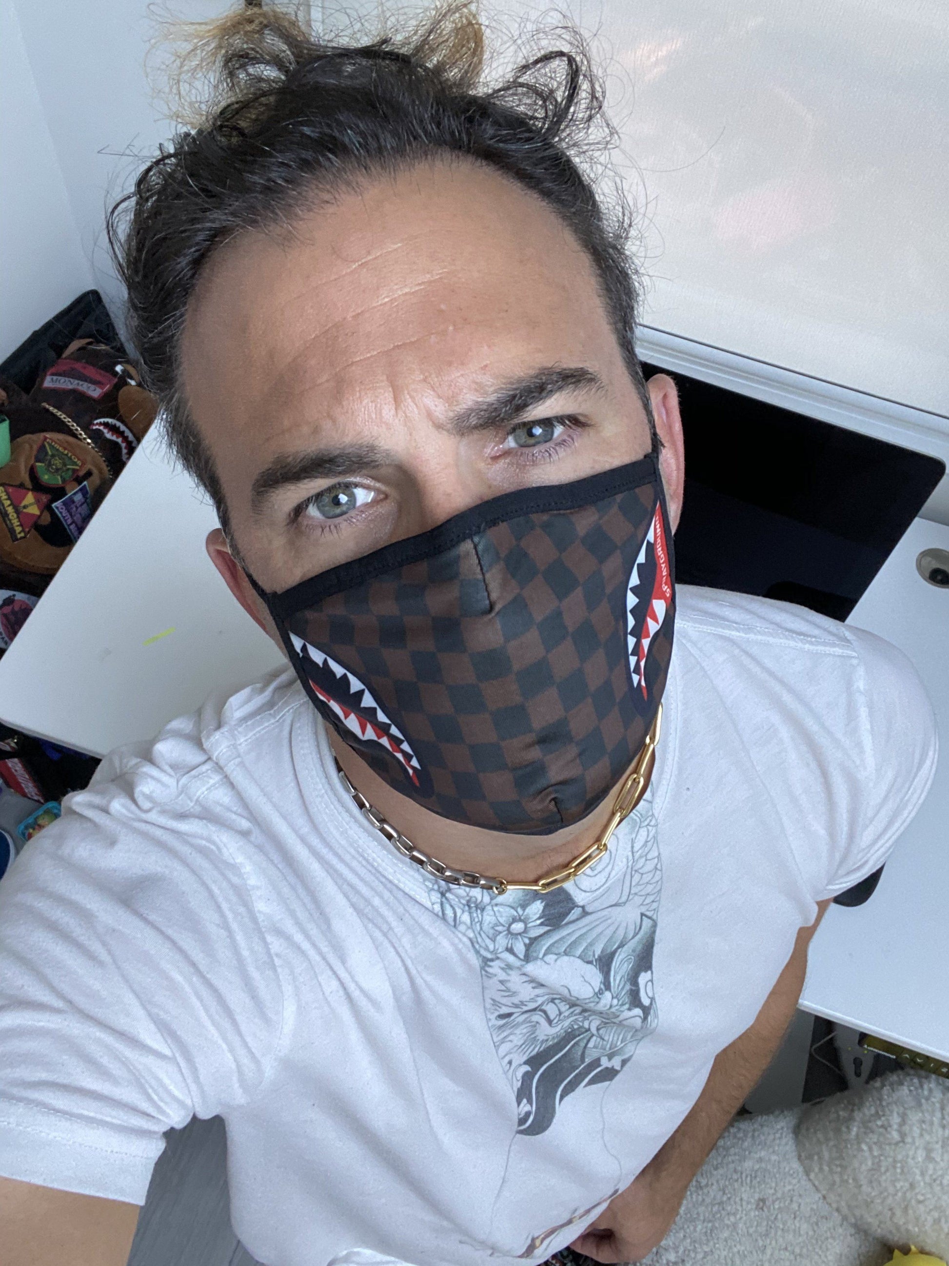 ADULT SHARKS IN PARIS (SIDE SHARK) FORM-FITTING FACE MASK