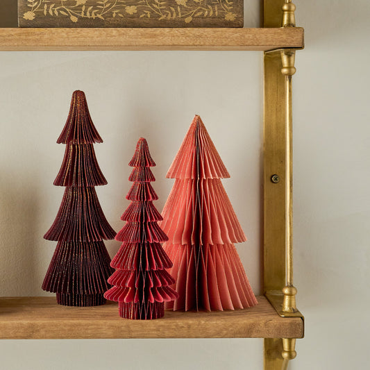 Cardinal Red Set of 9 Decorative Paper Trees