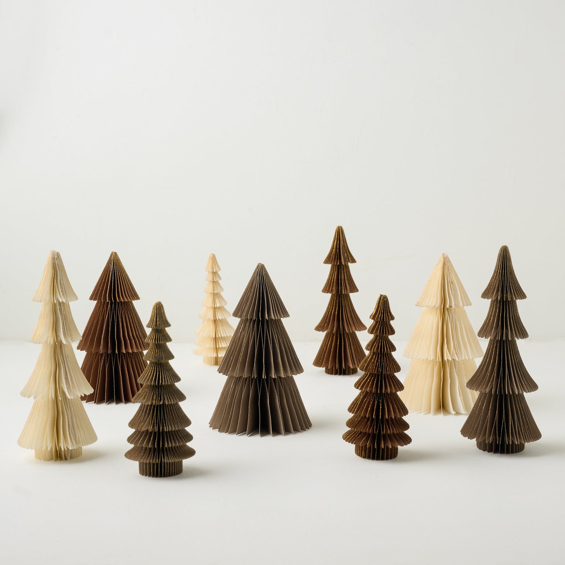 Winter Neutrals Set of 9 Decorative Paper Trees