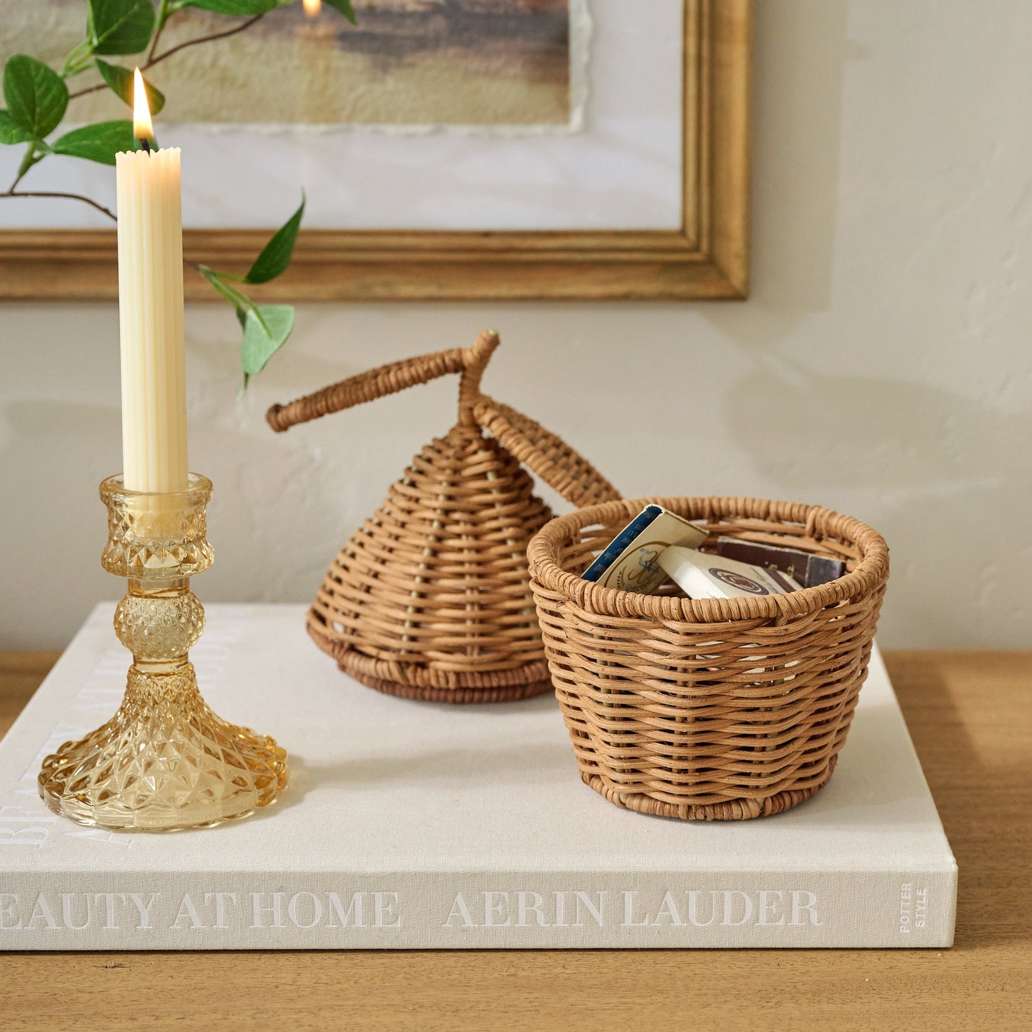 Antique Amber Glass Taper Holder