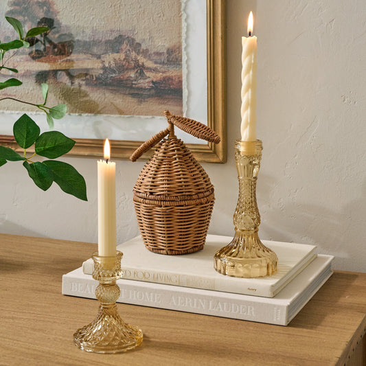 Antique Amber Glass Taper Holder