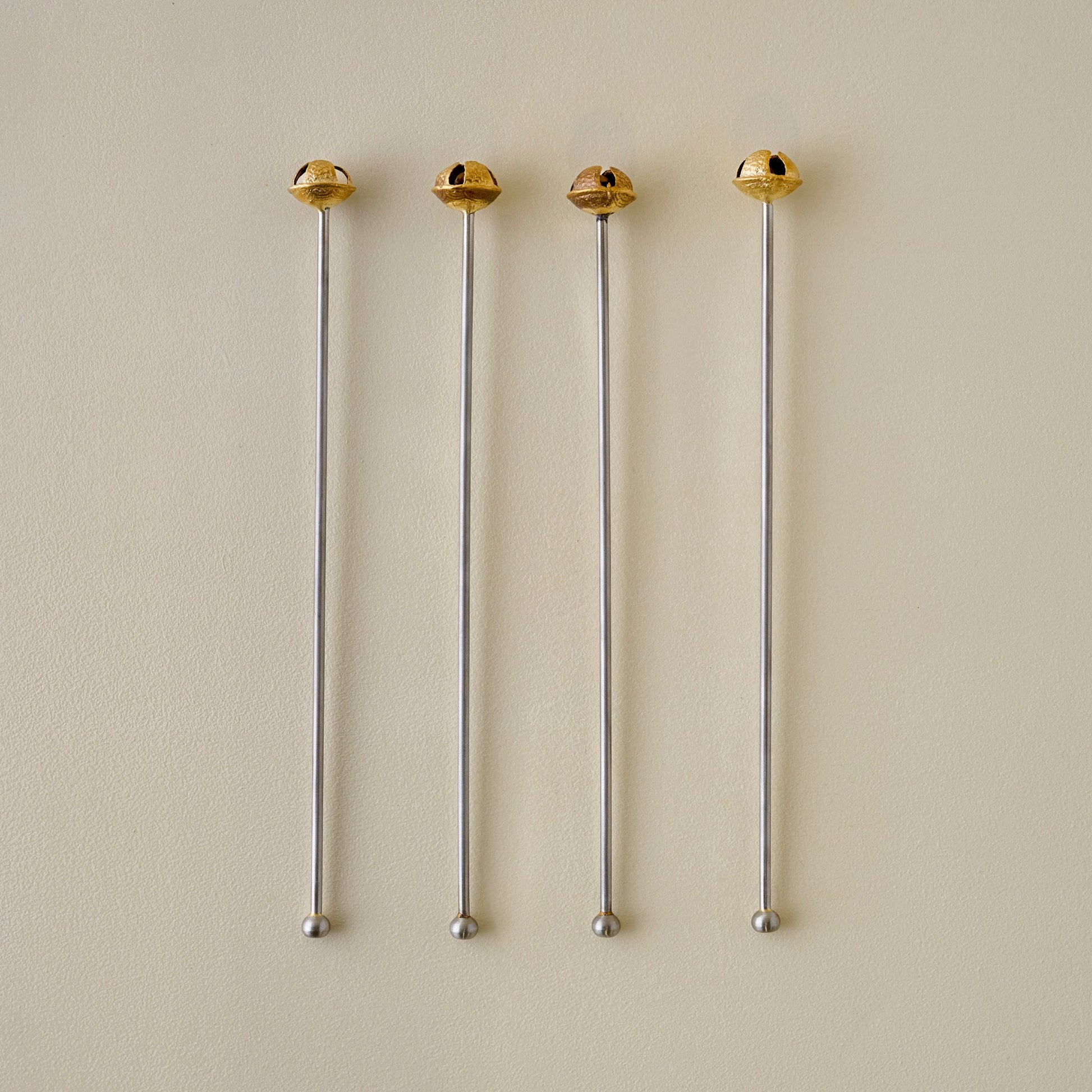 Brass Jingle Bell Cocktail Stirrers