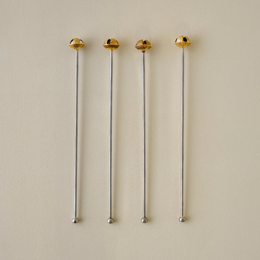 Brass Jingle Bell Cocktail Stirrers