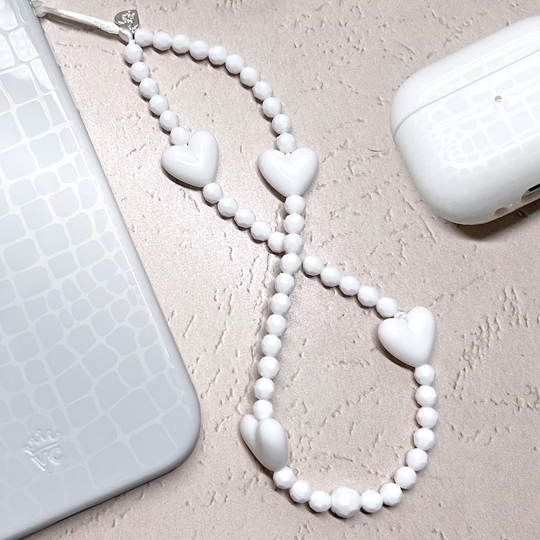 White Heart Phone Charm