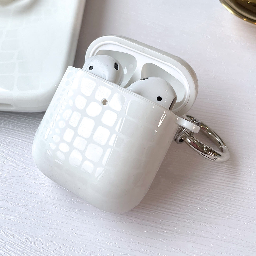 White Croc AirPod Case