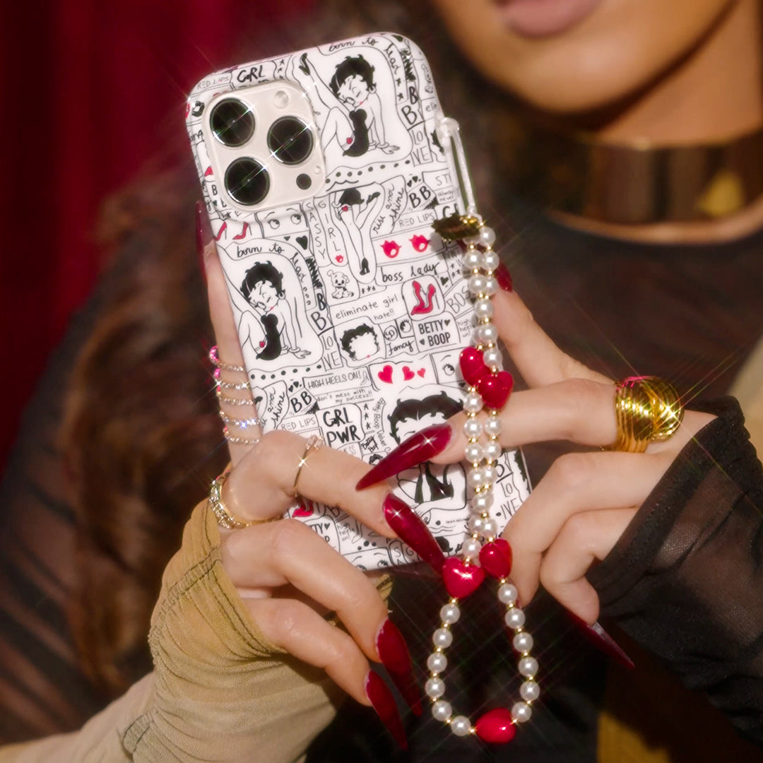 Betty Boop Pearl Heart Phone Charm