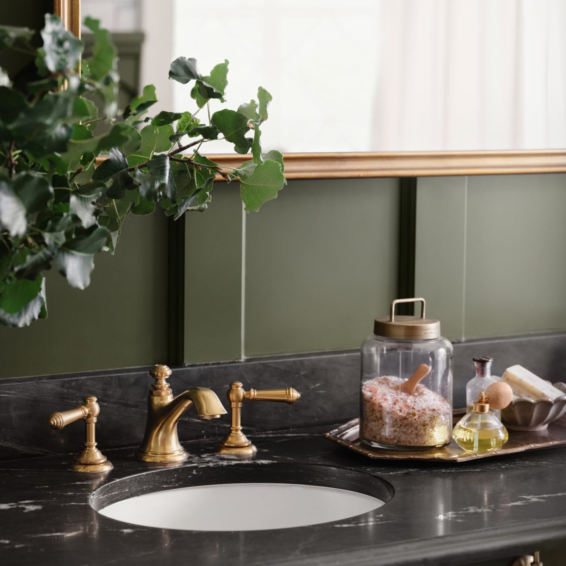 Antique Brass and Glass Canister