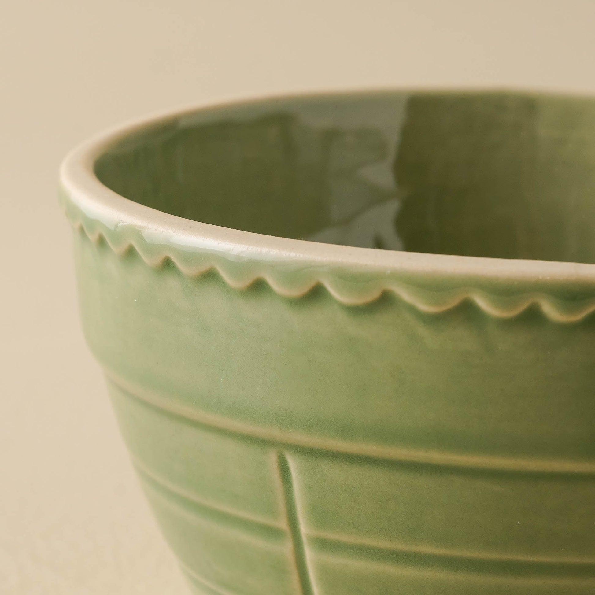 Vintage-Inspired Green Cereal Bowl