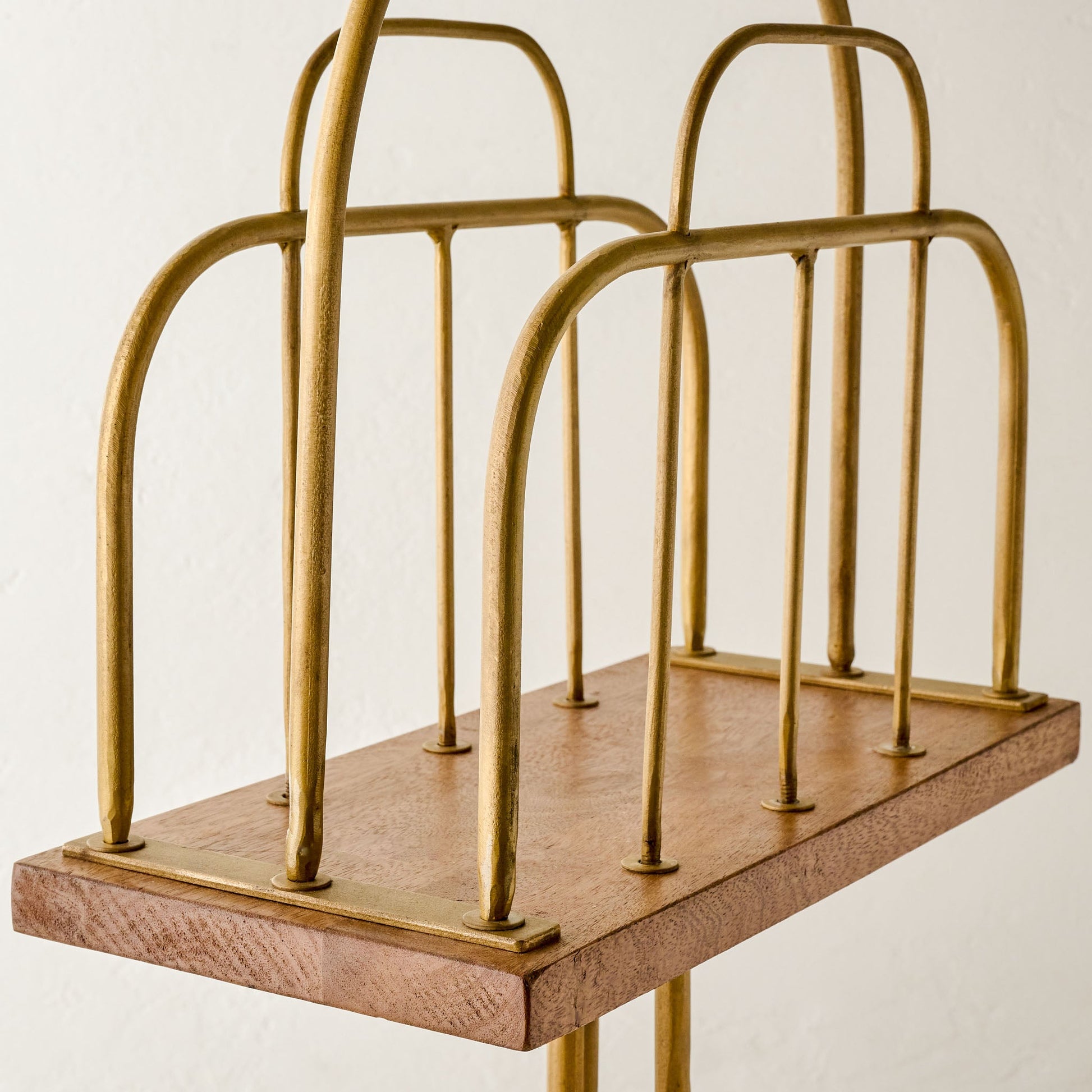 Antique Brass and Wood Media Stand