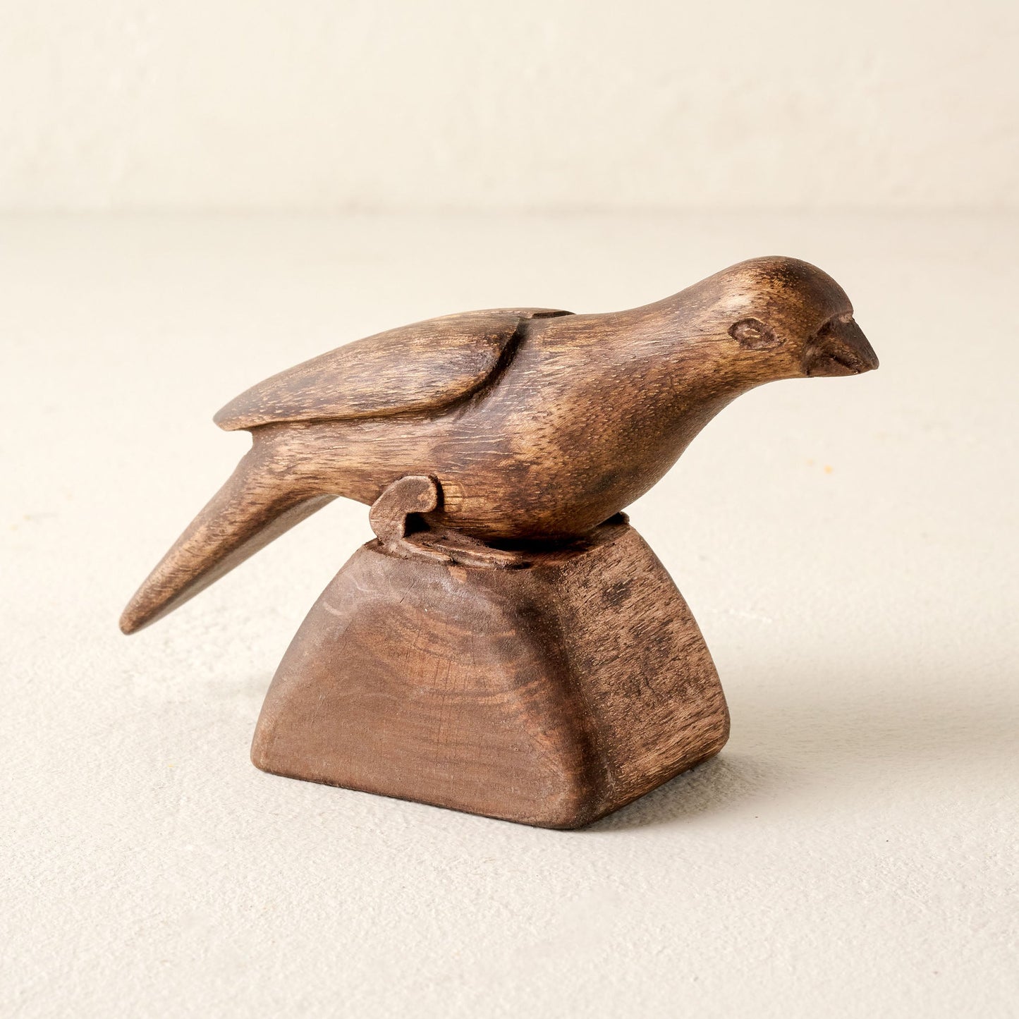 Antiqued Wood Bird Sit-About
