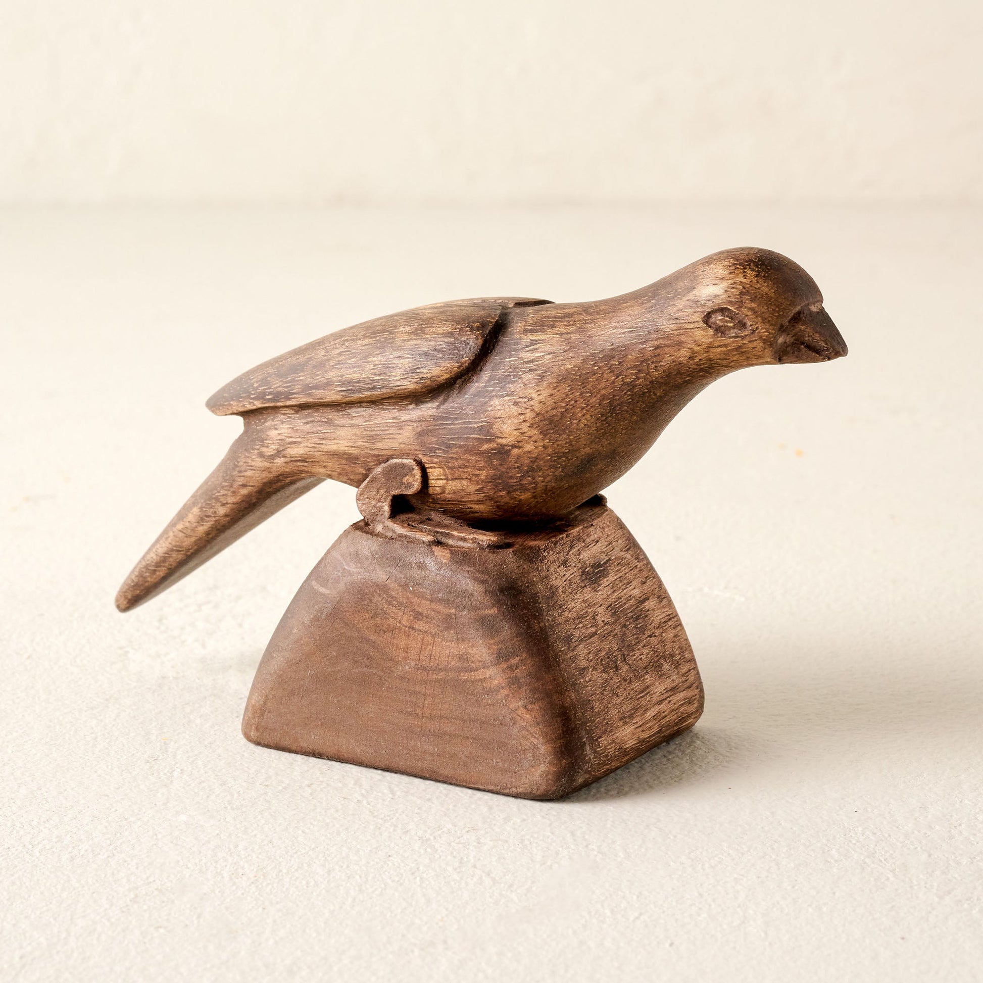 Antiqued Wood Bird Sit-About