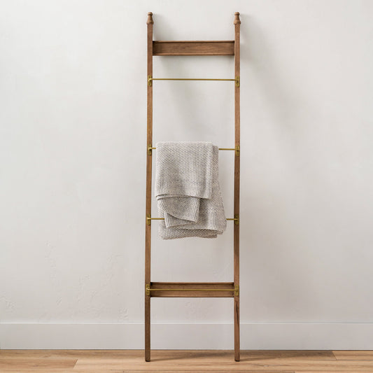 Brass and Wood Library Ladder