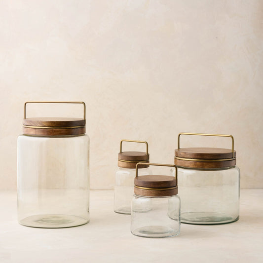 Wood with Antique Brass Canister