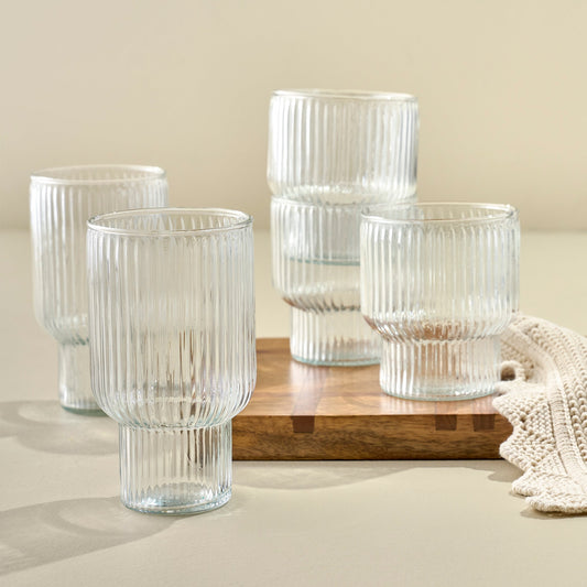 Atlas Ribbed Stacking Glass Tumbler