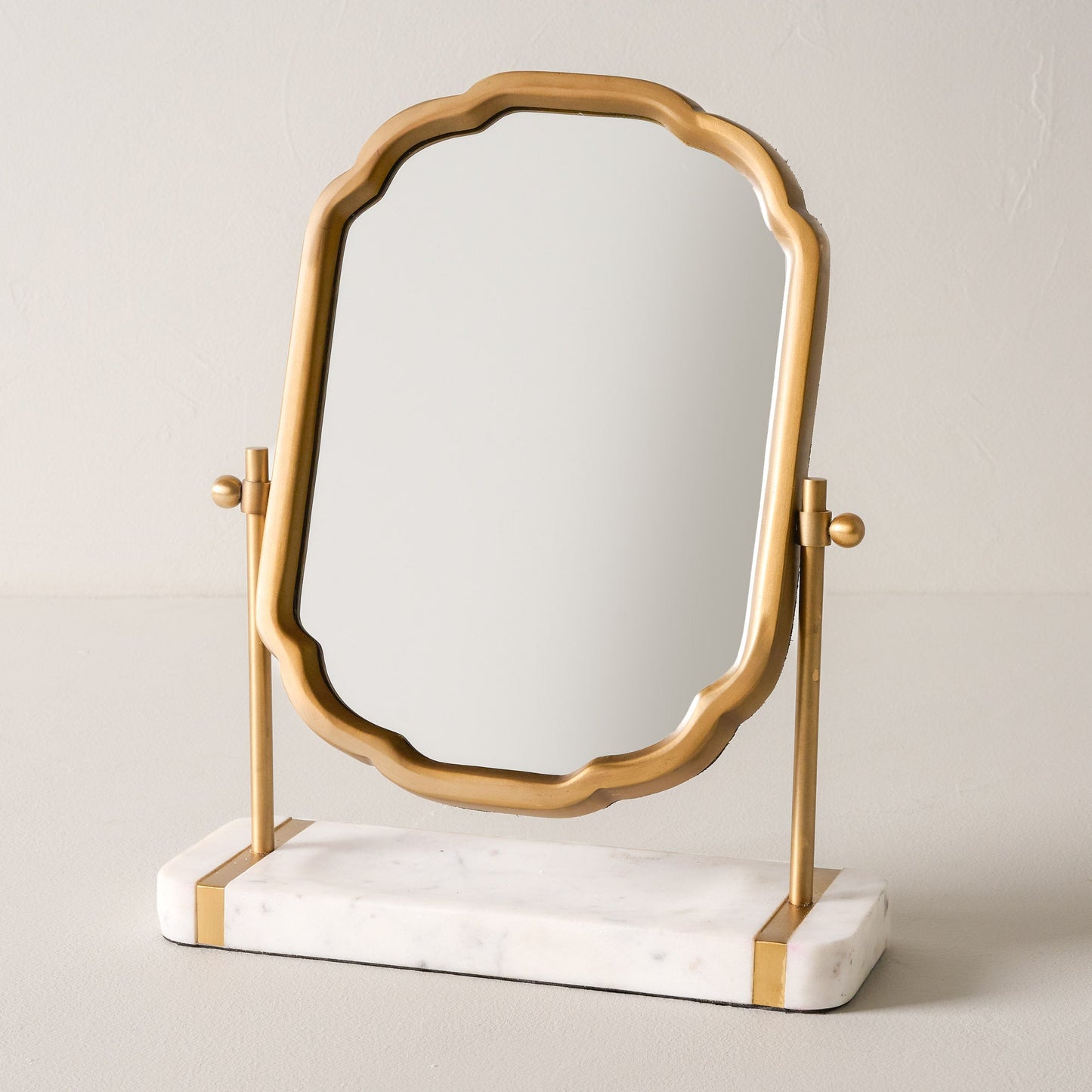Antique Brass and Marble Vanity Mirror