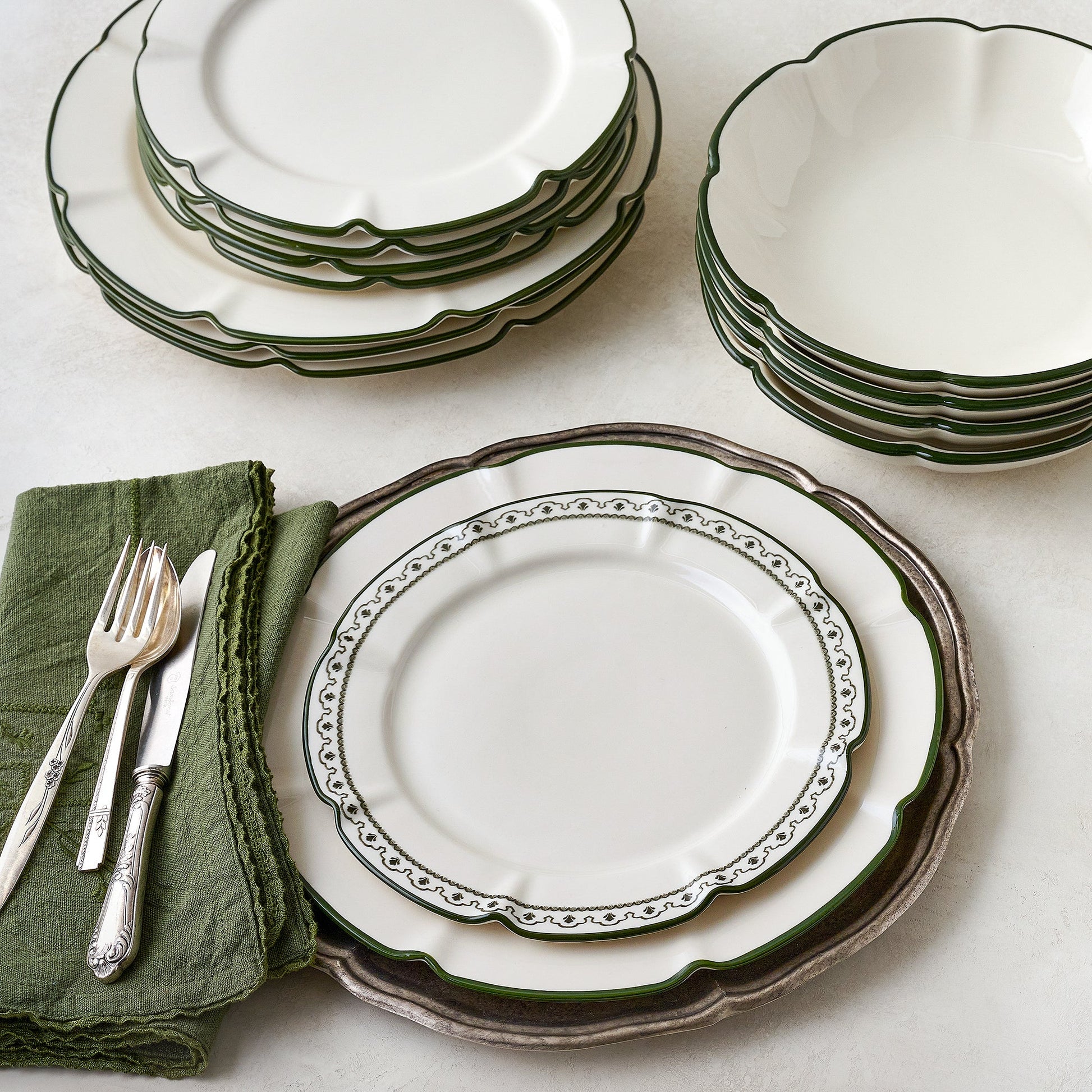 Vintage-Inspired Pewter Charger