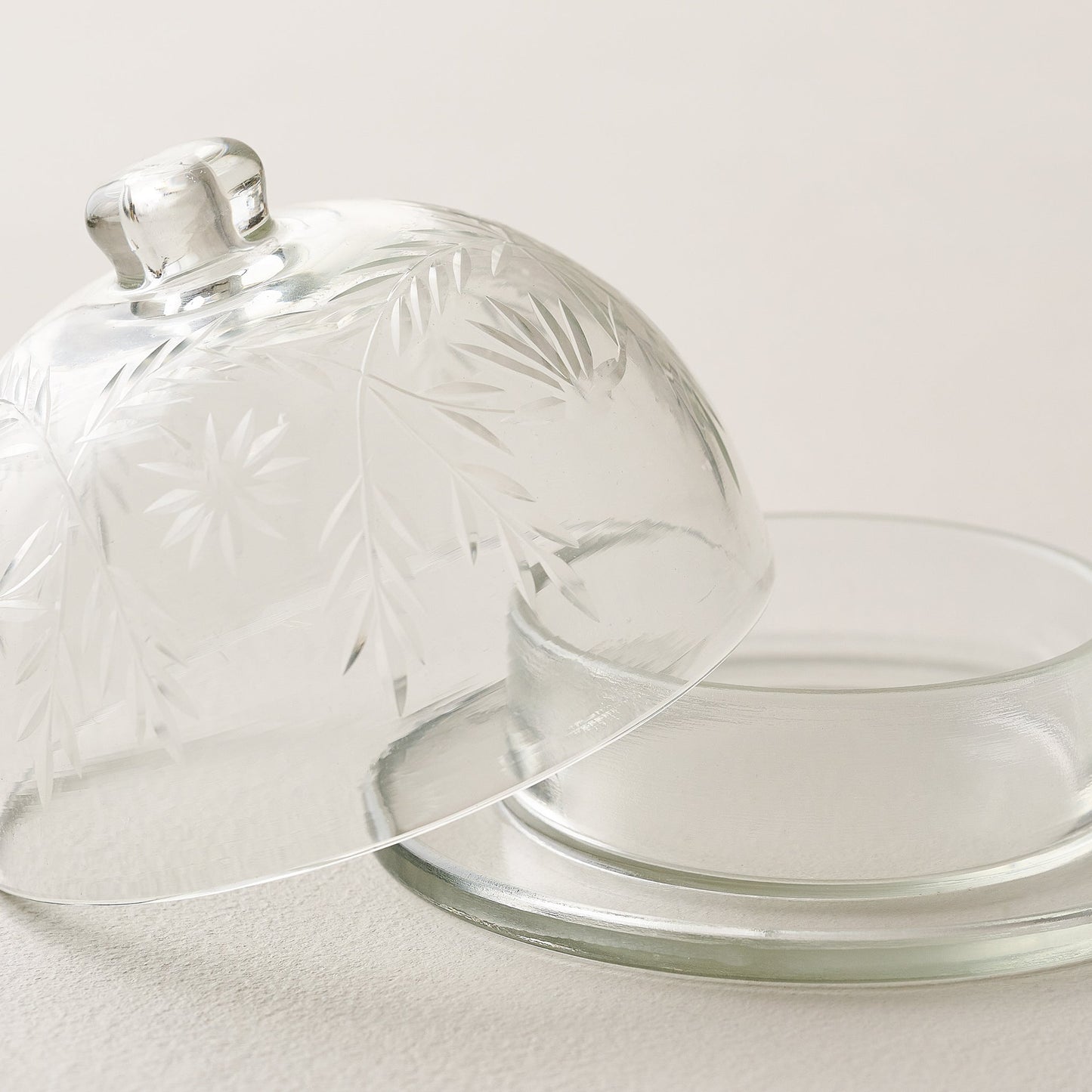 Vivian Cut Glass Butter Dish
