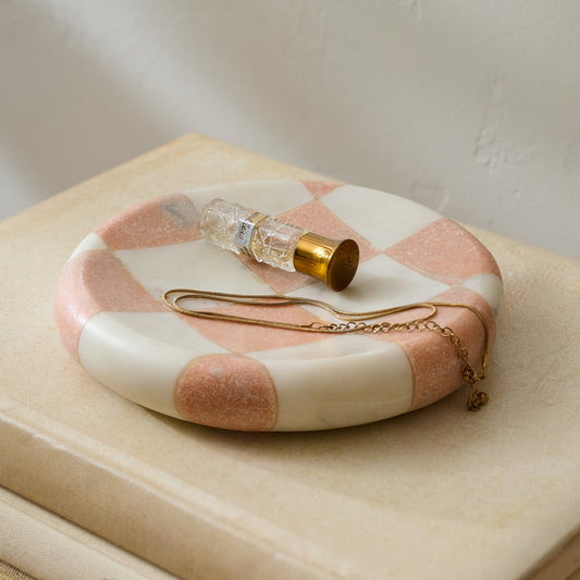 Carmella Checkered Marble Trinket Tray