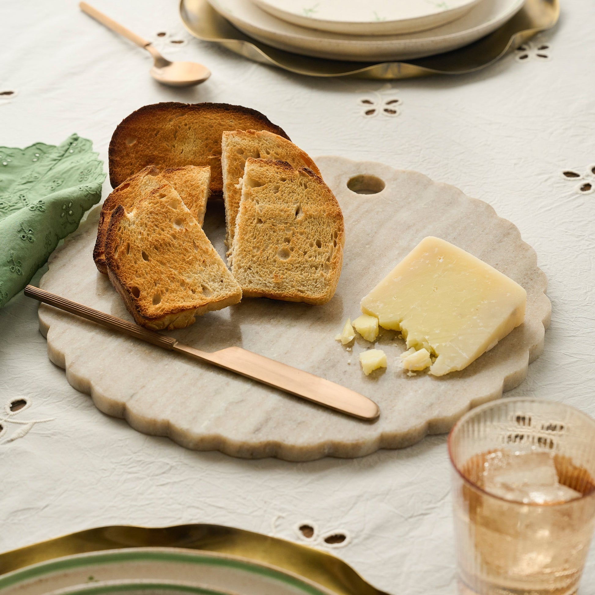 Warm Marble Scalloped Serving Board