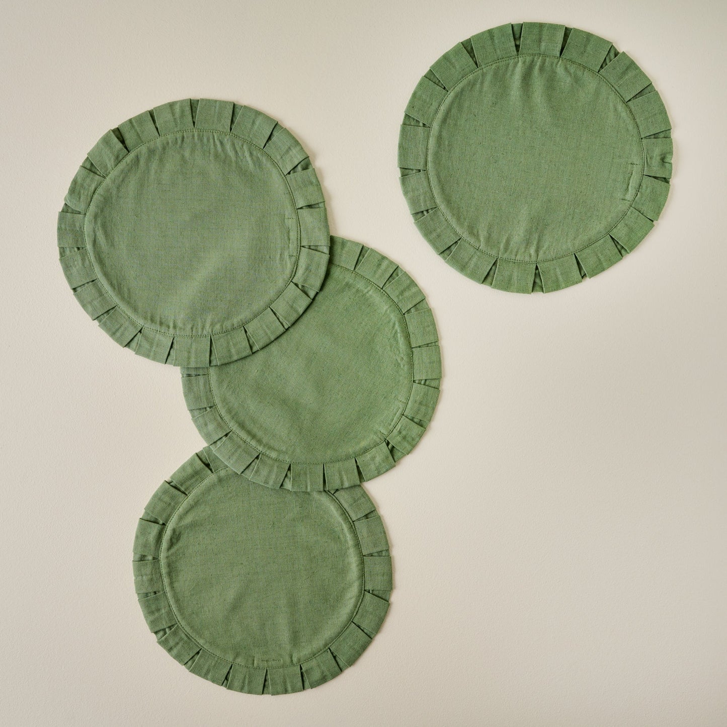 Antique Jade Pleated Placemat Set of Four 