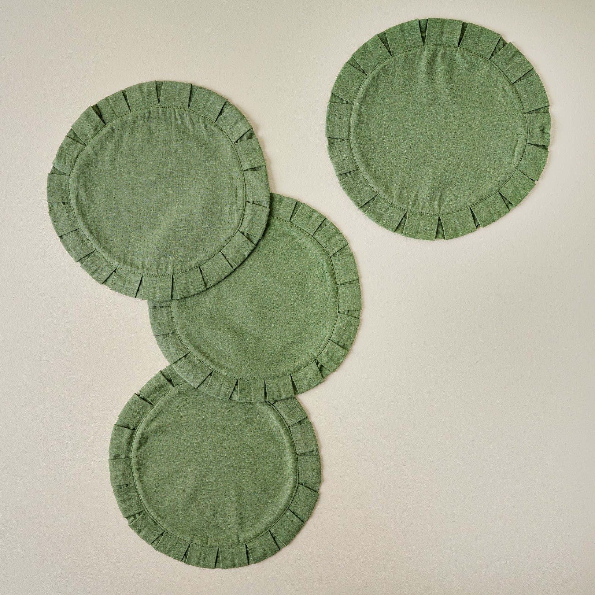 Antique Jade Pleated Placemat Set of Four 