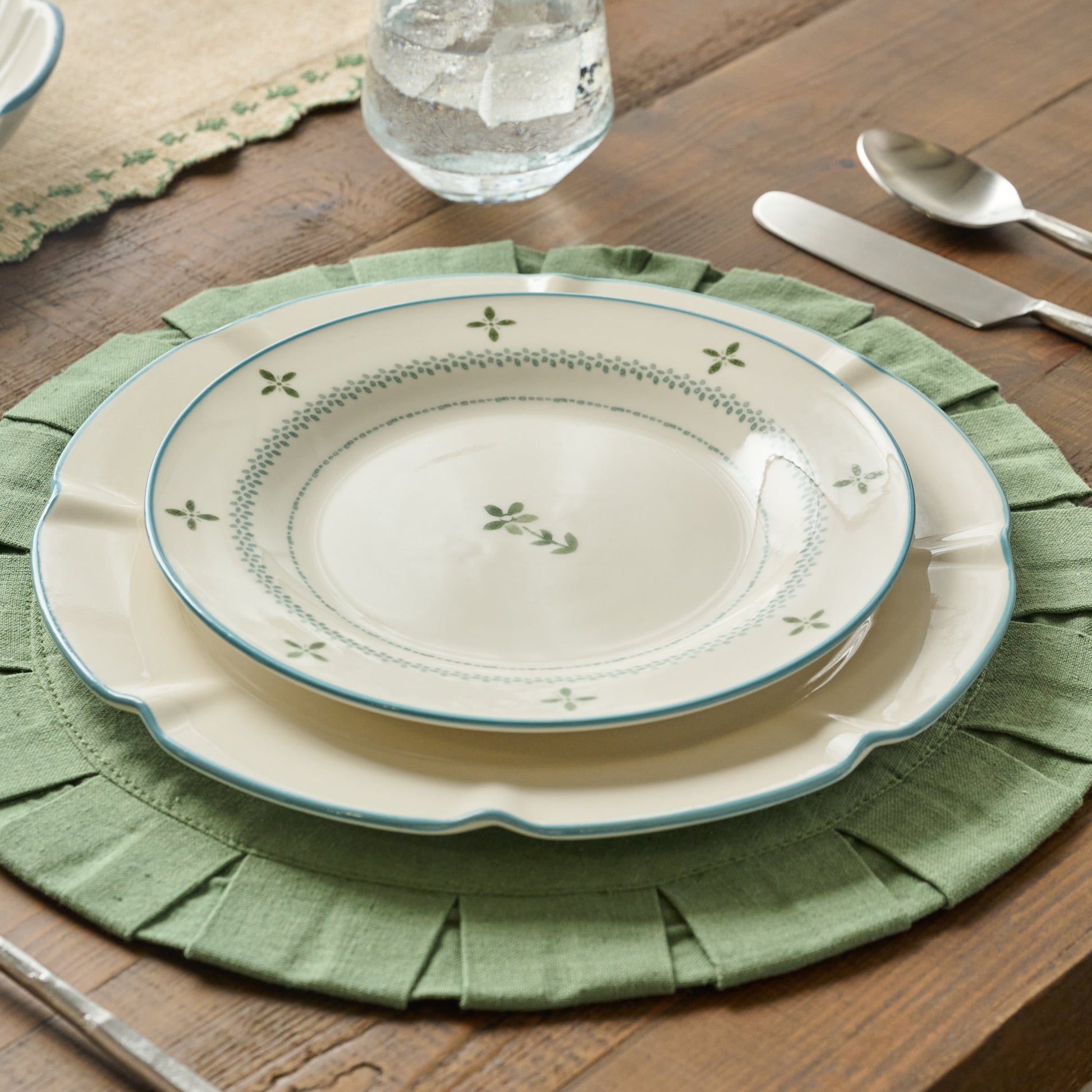 Antique Jade Pleated Placemat Set of Four 