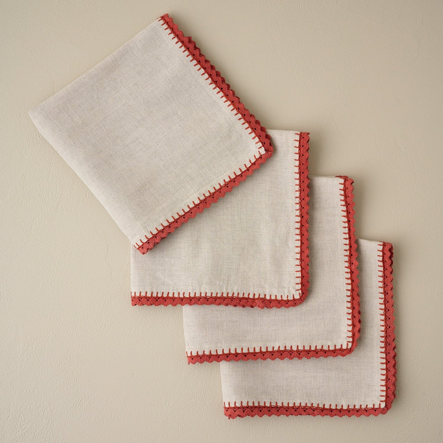Apricot Crochet Edge Napkin Set of Four