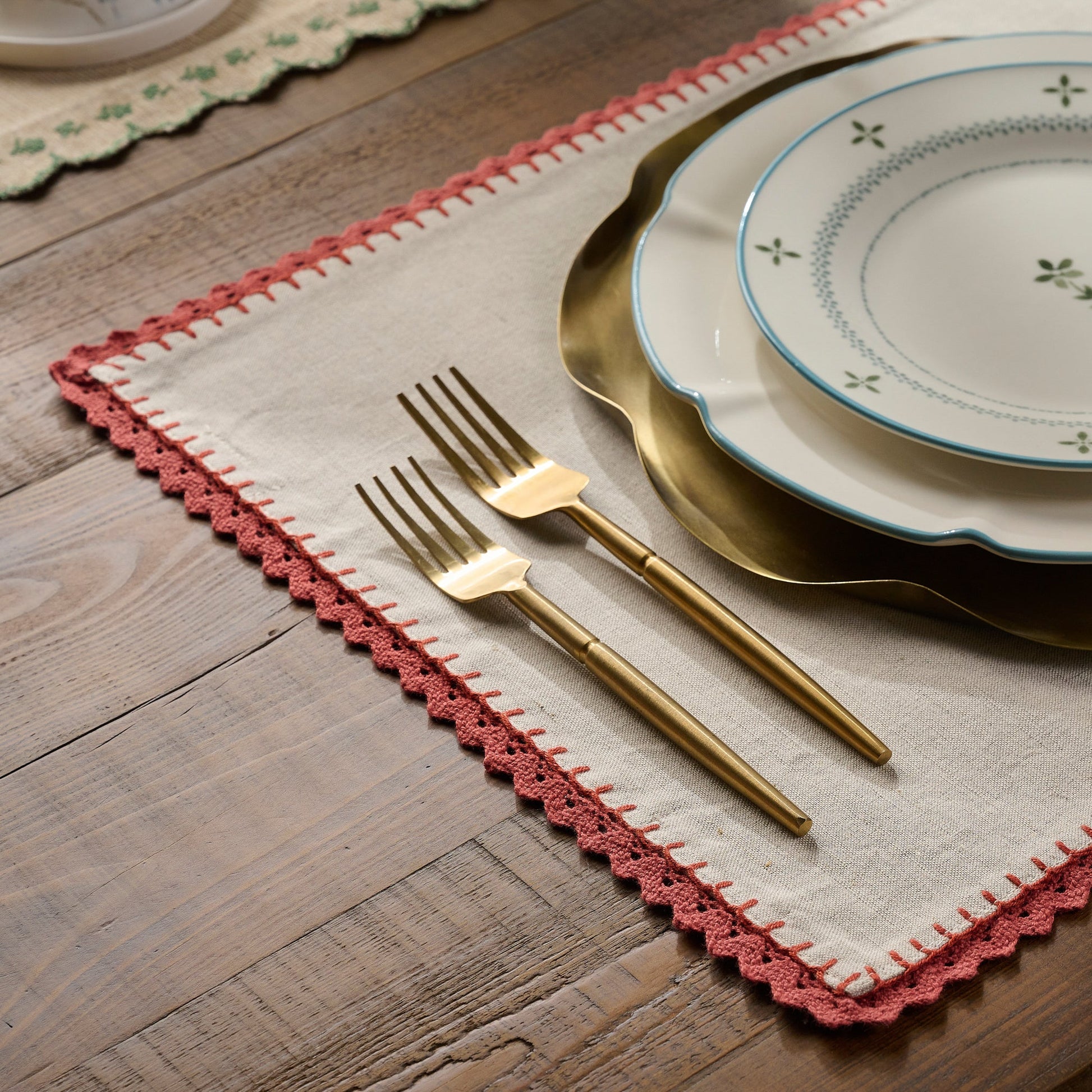 Apricot Crochet Edge Placemat Set of Four 