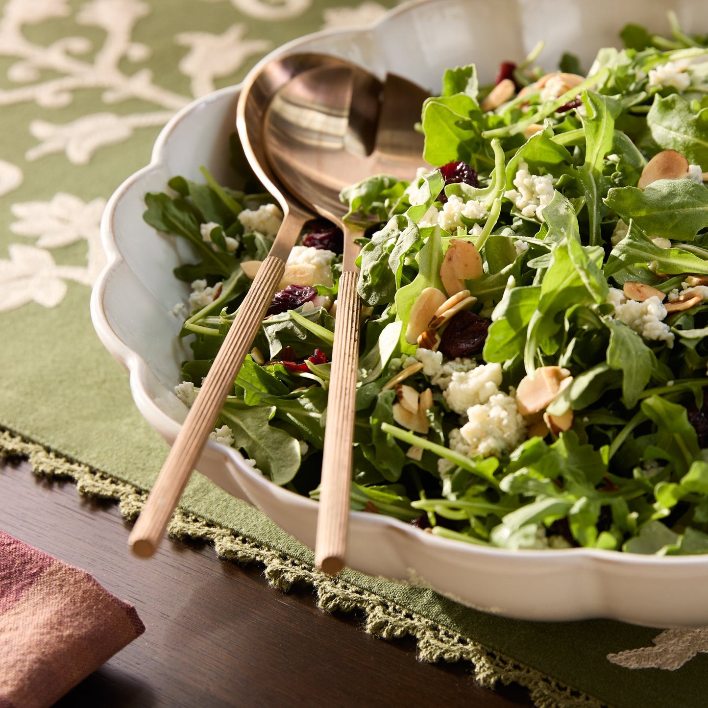 Antique Copper Ribbed Serving Set