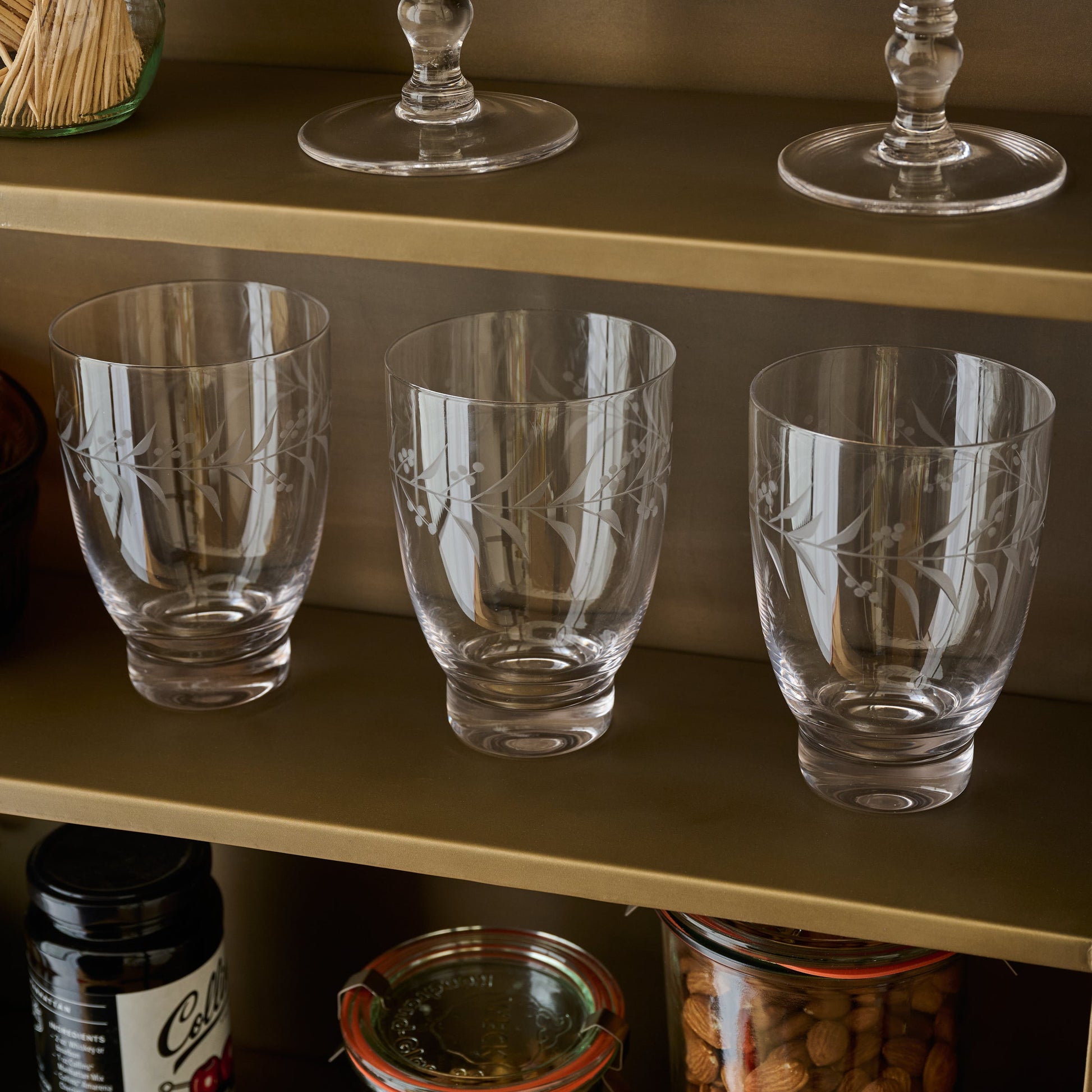 Vintage-Inspired Etched Glass Tumbler