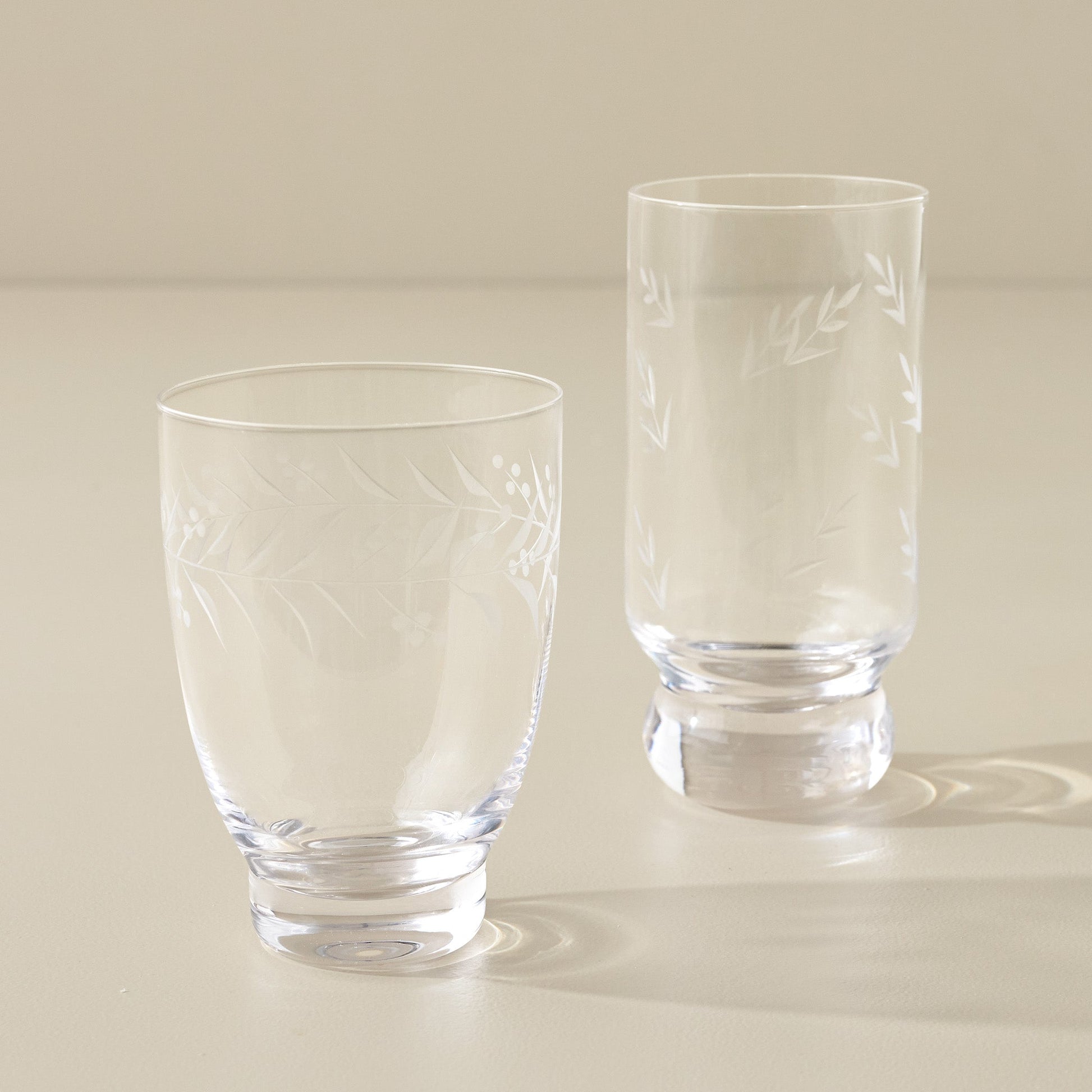 Vintage-Inspired Etched Glass Tumbler