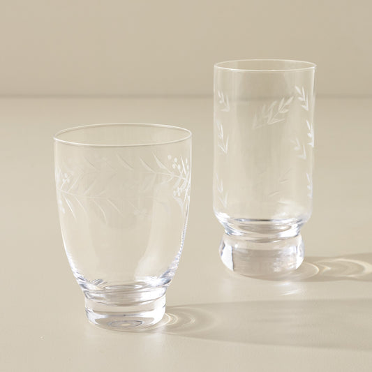 Vintage-Inspired Etched Glass Tumbler