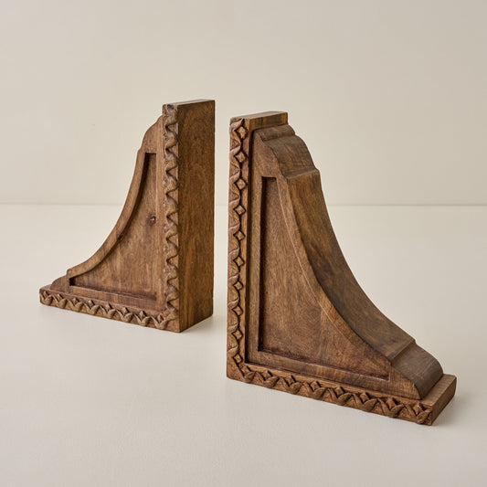 Warren Hand Carved Wood Bookends