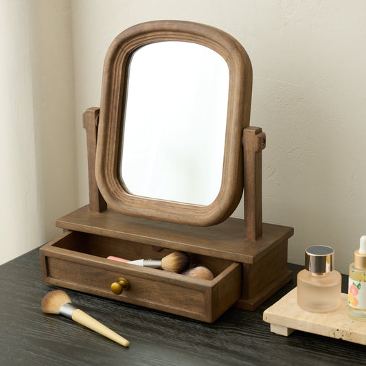 Antique-Inspired Wooden Vanity Mirror