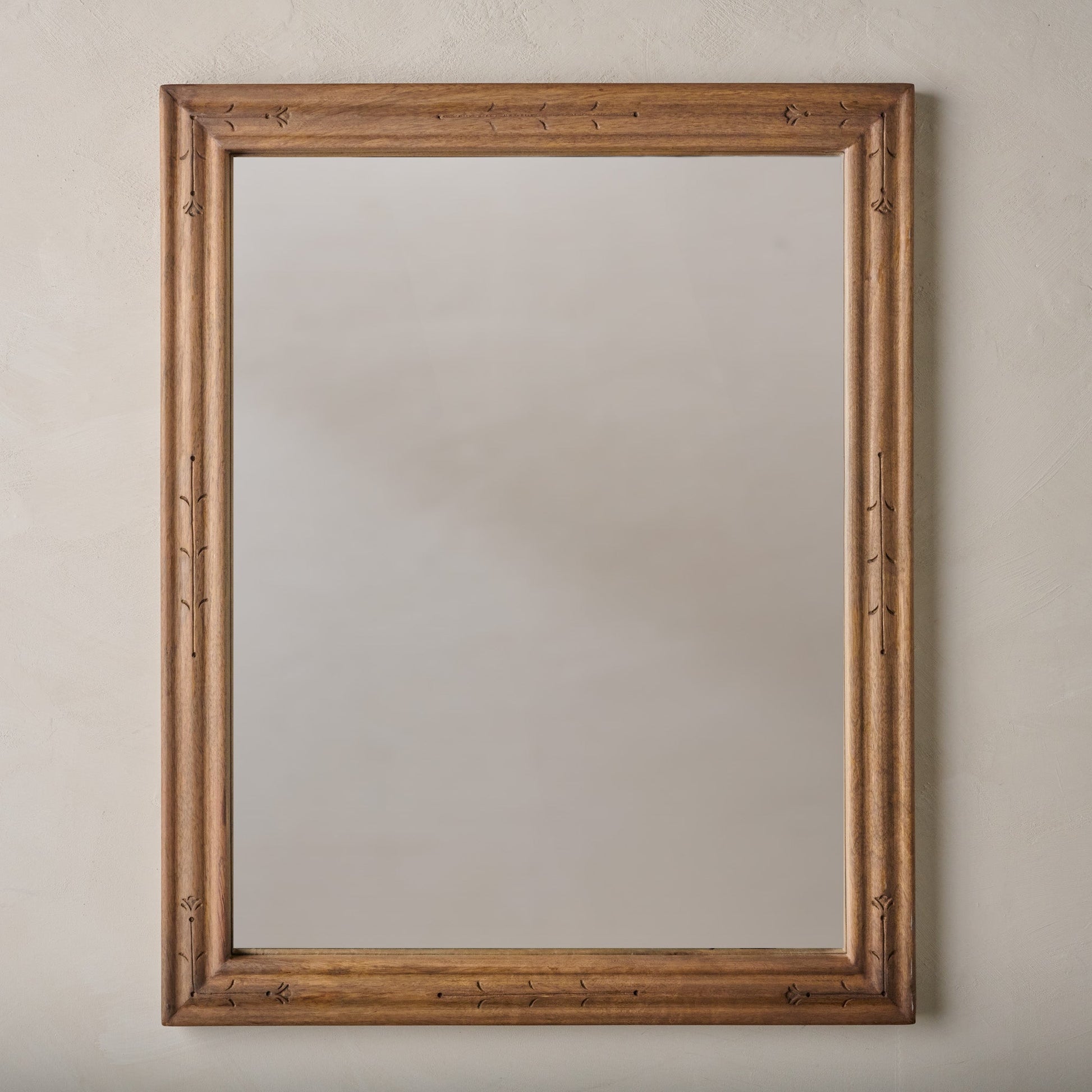 Tulip Etched Wood Framed Mirror
