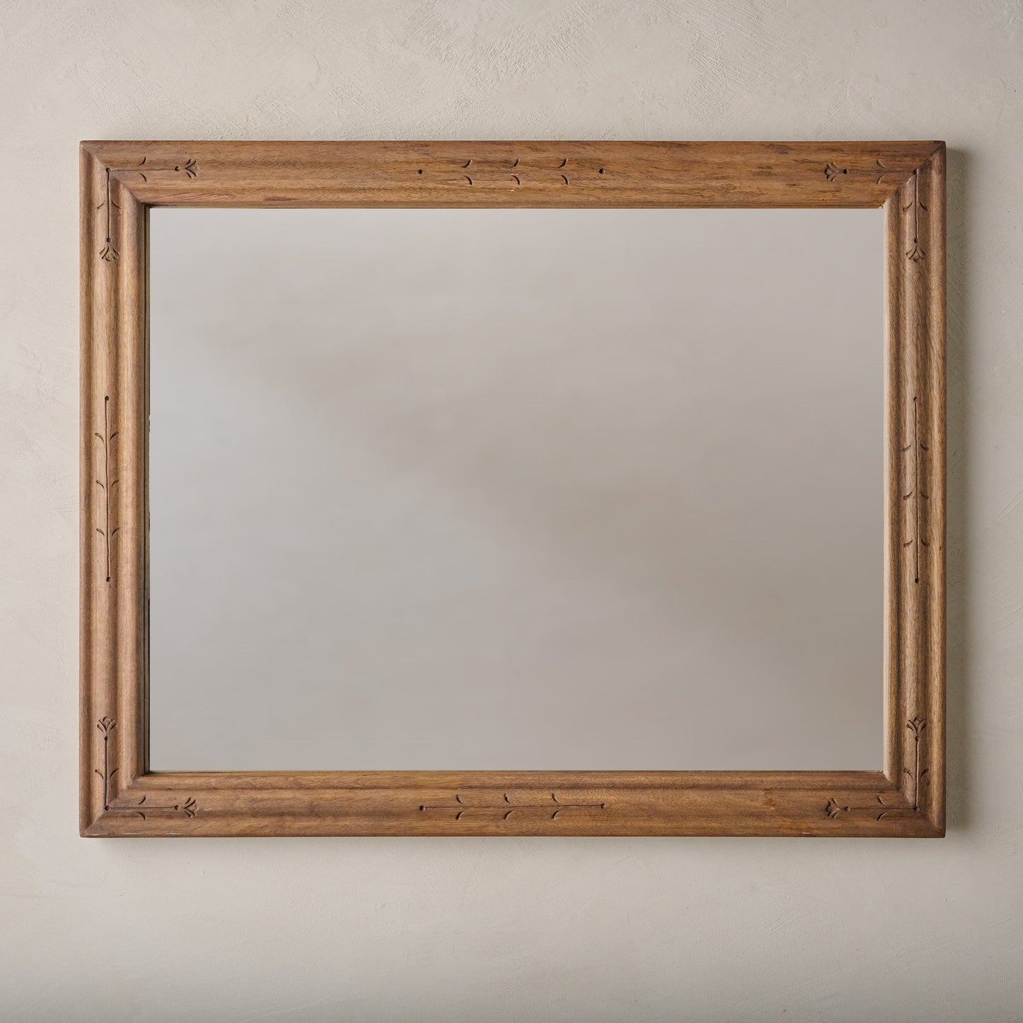 Tulip Etched Wood Framed Mirror