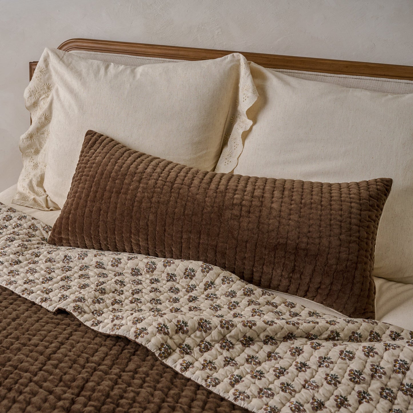 Audrey Velvet Lumbar Pillow- Cedar