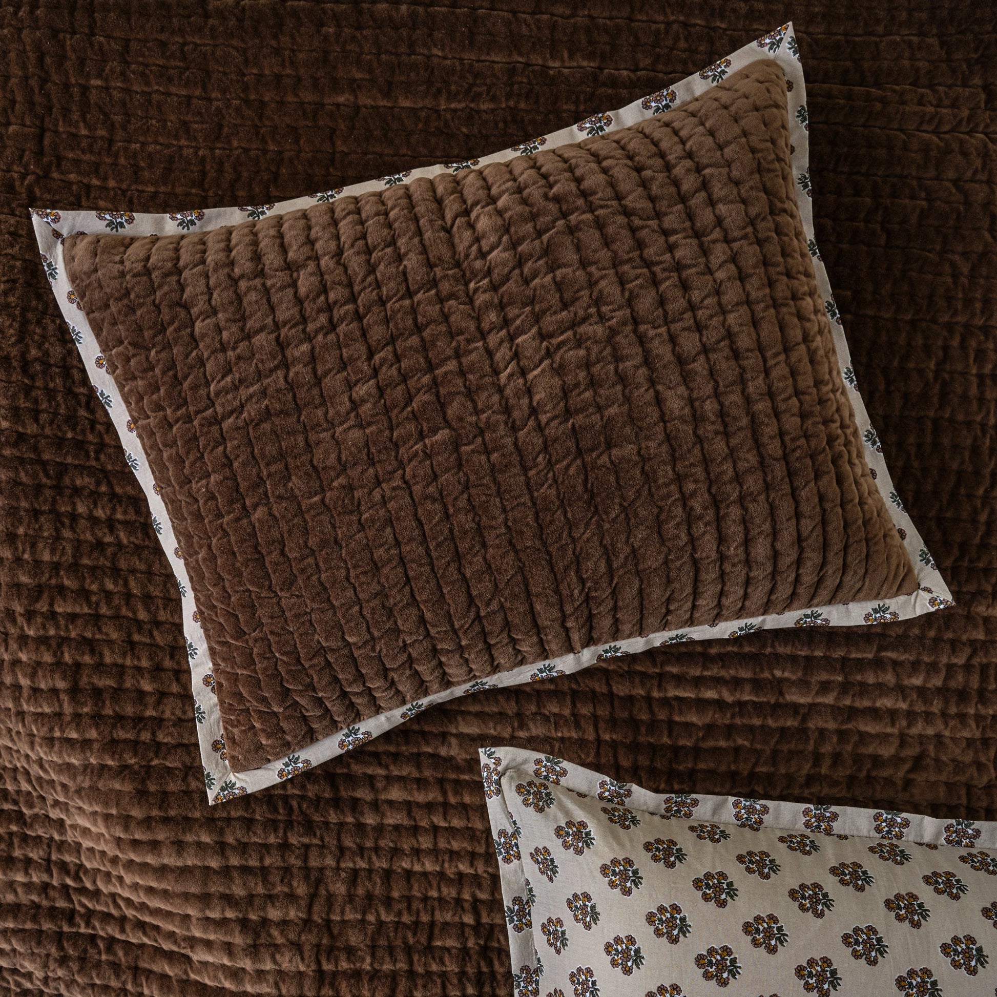 Audrey Velvet Block Print Sham - Cedar