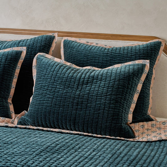 Audrey Velvet Block Print Quilt - Magical Forest