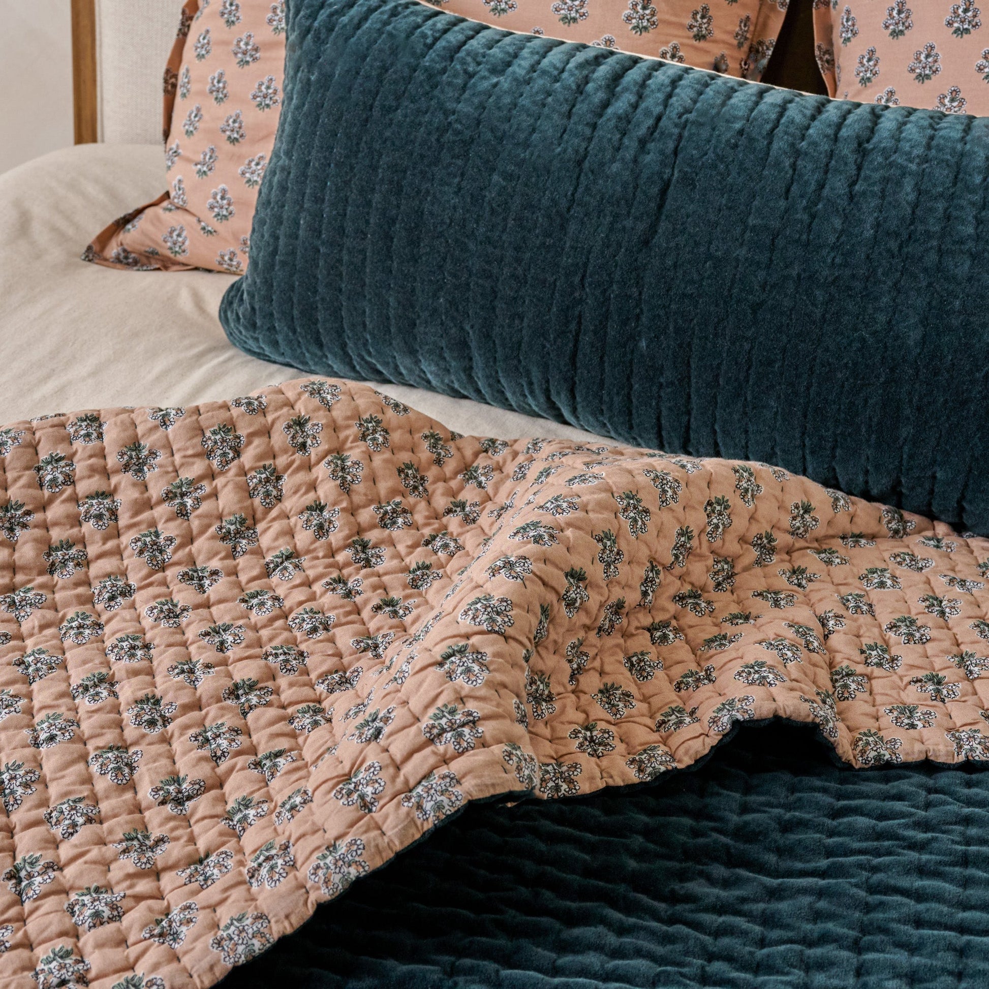 Audrey Velvet Block Print Quilt - Magical Forest