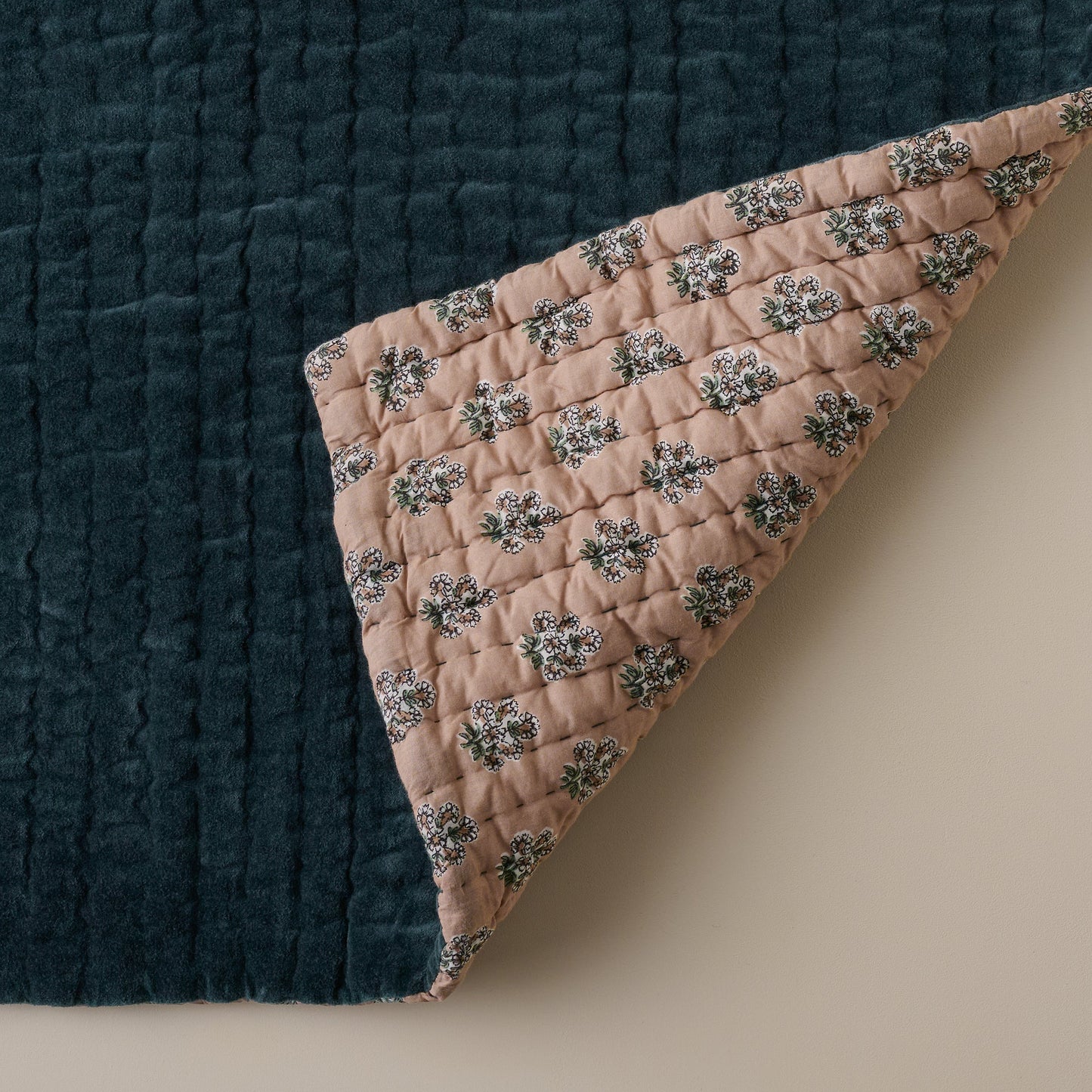 Audrey Velvet Block Print Quilt - Magical Forest